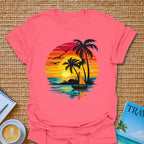 Sunset Faux Embroidery T-shirt