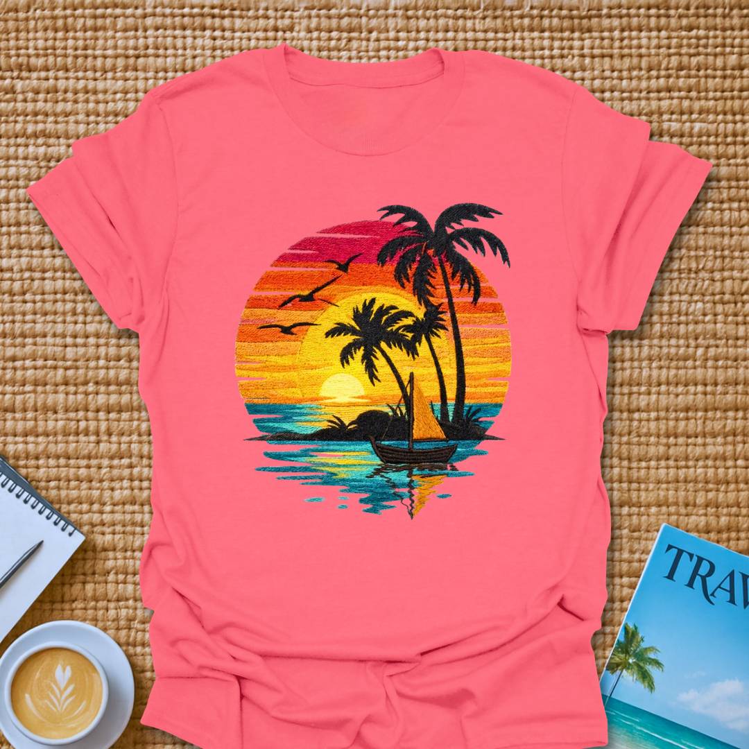 Sunset Faux Embroidery T-shirt