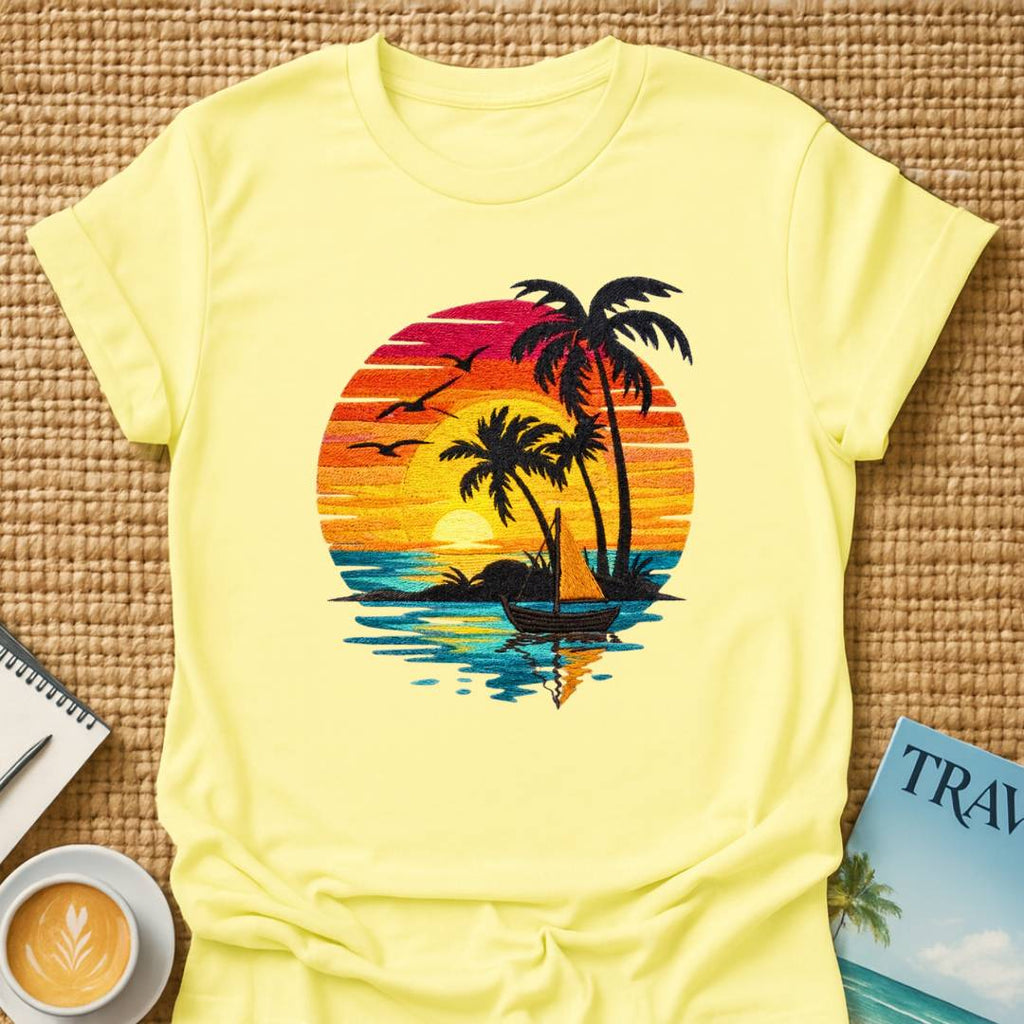 Sunset Faux Embroidery T-shirt