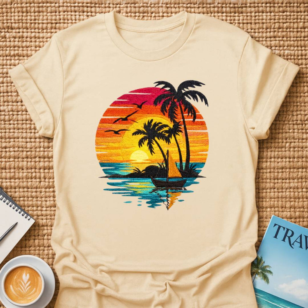 Sunset Faux Embroidery T-shirt
