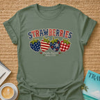 American Strawberries Faux Embroidery T-Shirt